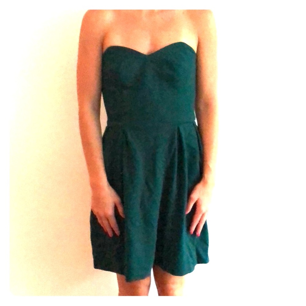 Amanda Uprichard strapless hunter green dress